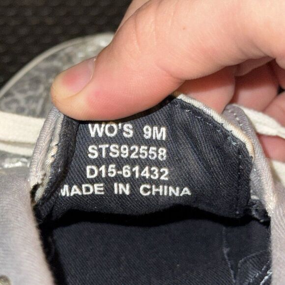 Sperry Top Sider White Gray Silver Leopard Canvas Lace Up Boat Shoes Size 9M - Picture 8 of 8